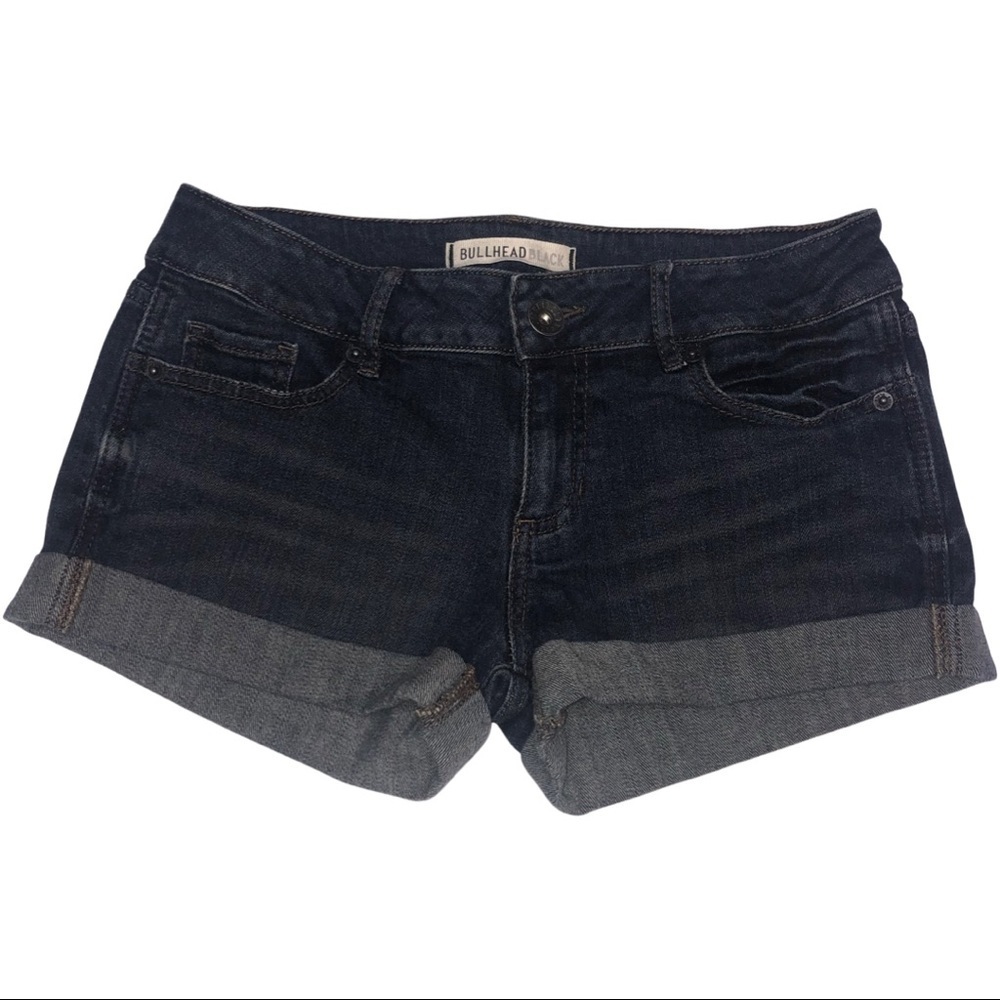 Dark Wash Cuffed Denim Shorts